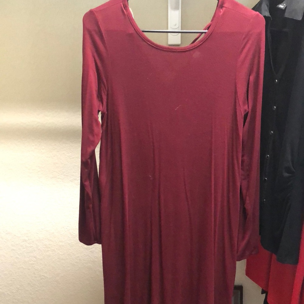 Maroon long sleeve swing dress